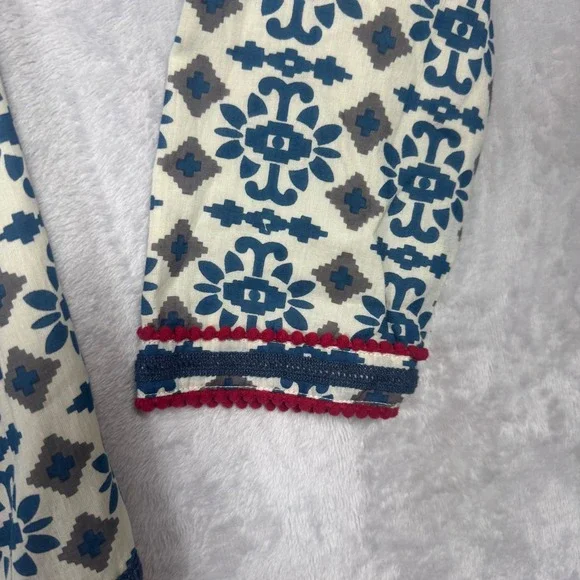 Sheryl Crow Womens Embellished Bohemian Beaded‎ Jacket M Blue Red Geometric Boho - Picture 7 of 11